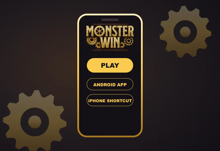 Phone showing the MonsterWin lobby with Android app and iPhone shortcut buttons Phone showing the MonsterWin lobby with Android app and iPhone shortcut buttons