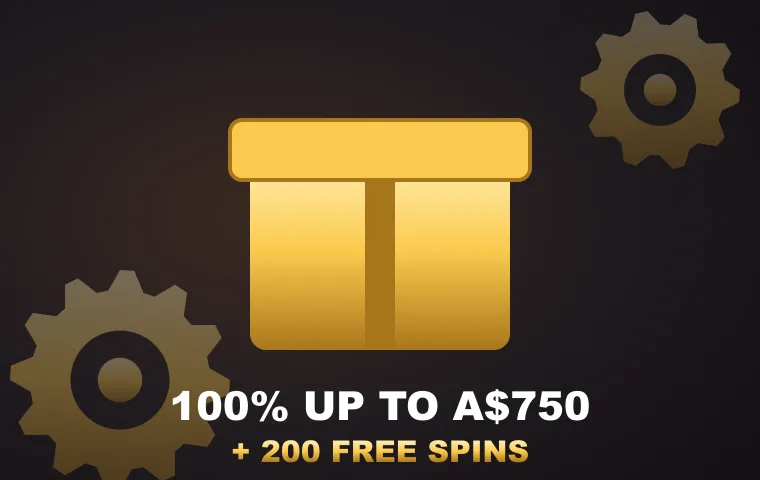 Gold gift box with the MonsterWin welcome package: 100% up to A$750 and 200 free spins Gold gift box with the MonsterWin welcome package: 100% up to A$750 and 200 free spins